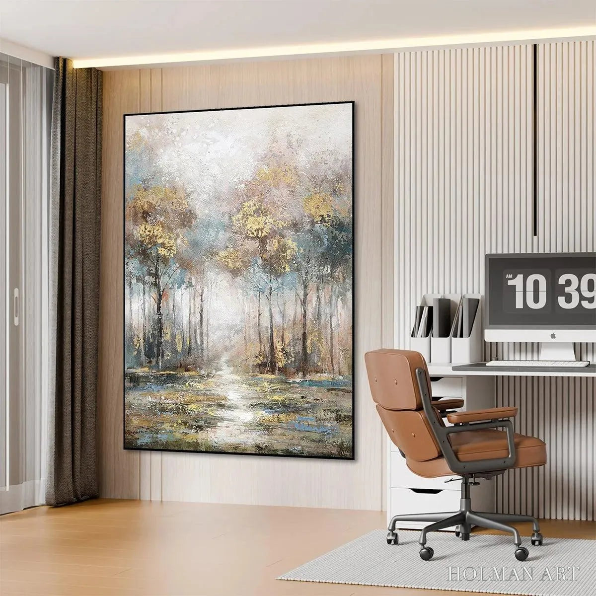 HOLMAN ART Golden Forest Path – Textured Forest Landscape Painting, Vertical - image 4