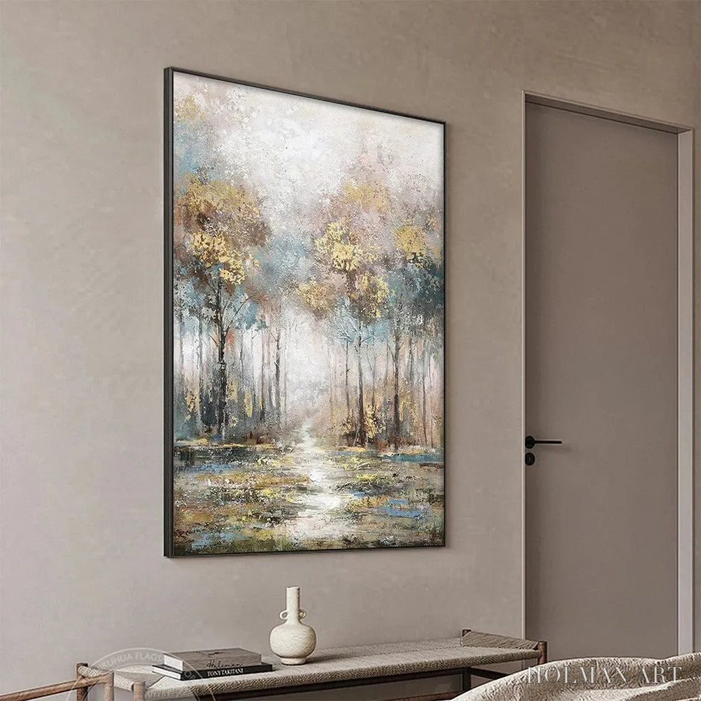 HOLMAN ART Golden Forest Path – Textured Forest Landscape Painting, Vertical - image 6