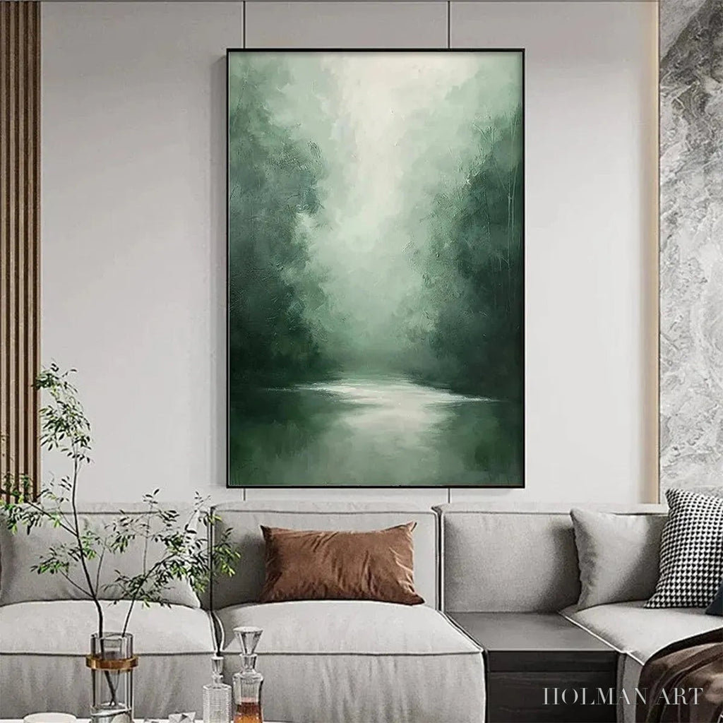 HOLMAN ART Misty Green Forest – Atmospheric Forest Landscape Painting, Vertical - image 4