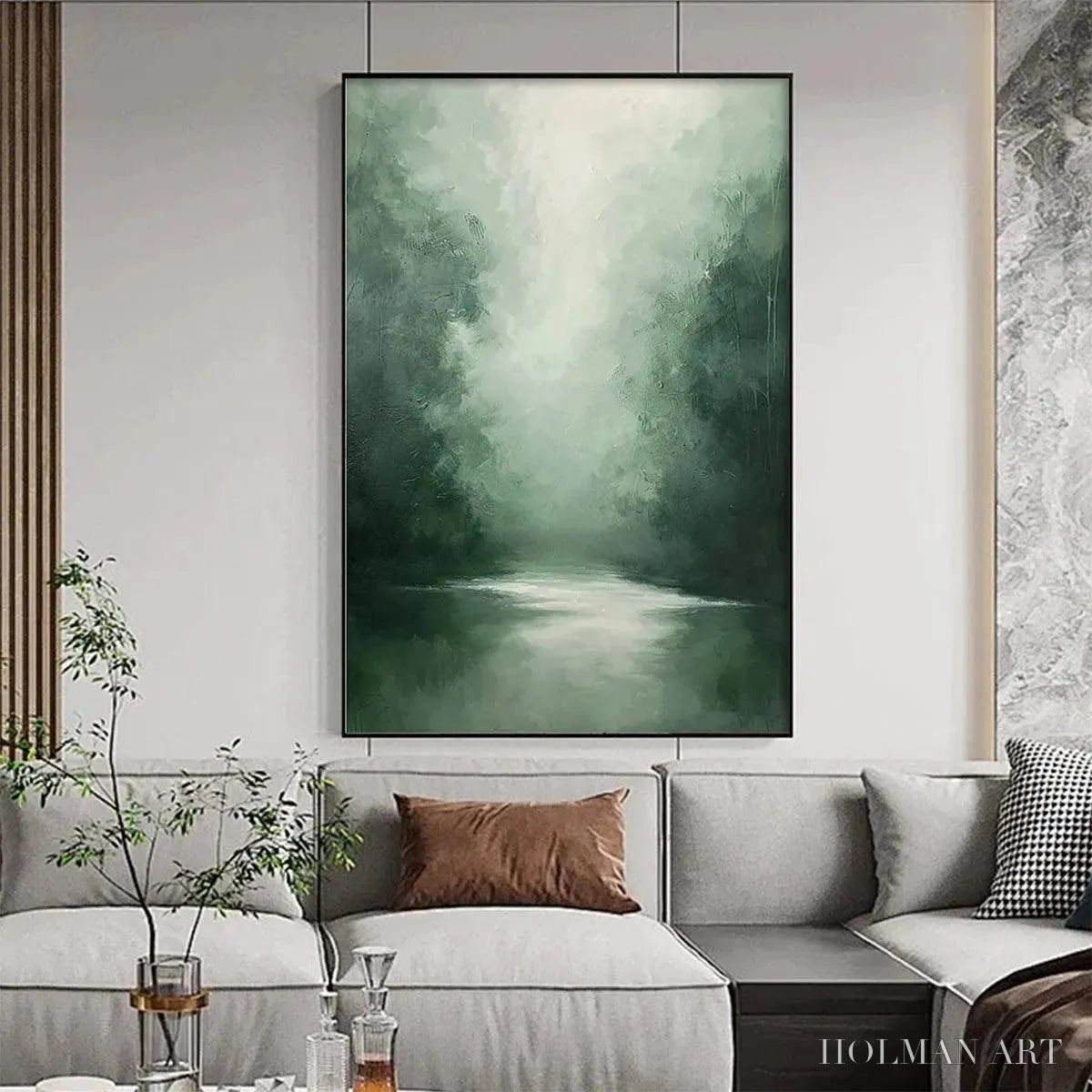 HOLMAN ART Misty Green Forest – Atmospheric Forest Landscape Painting, Vertical - image 4