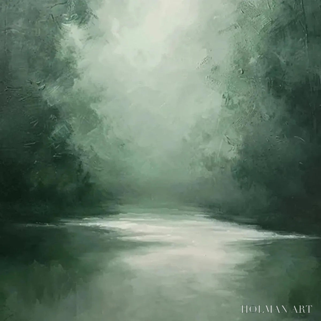 HOLMAN ART Misty Green Forest – Atmospheric Forest Landscape Painting, Vertical - image 6