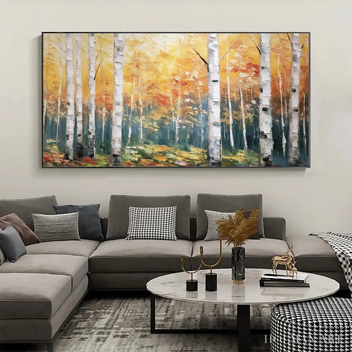 HOLMAN ART Golden Birch Grove – Forest Painting in Yellow and White - image 2