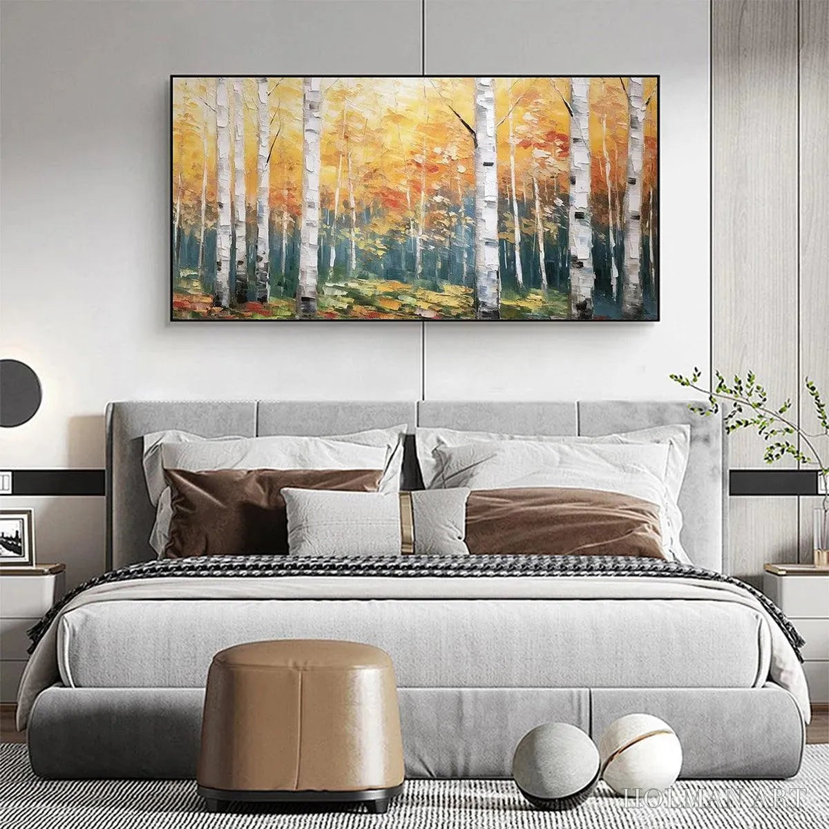 HOLMAN ART Golden Birch Grove – Forest Painting in Yellow and White - image 4