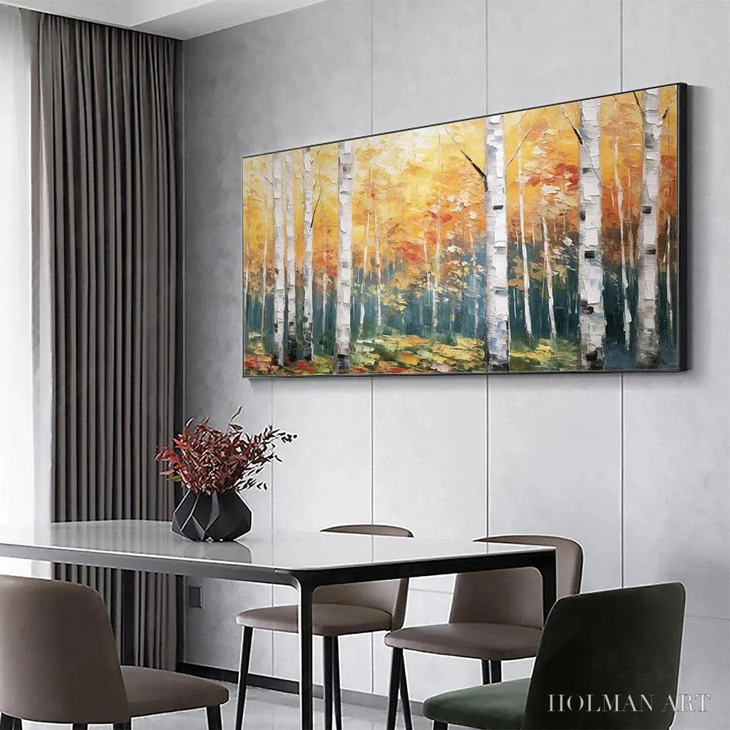 HOLMAN ART Golden Birch Grove – Forest Painting in Yellow and White - image 5