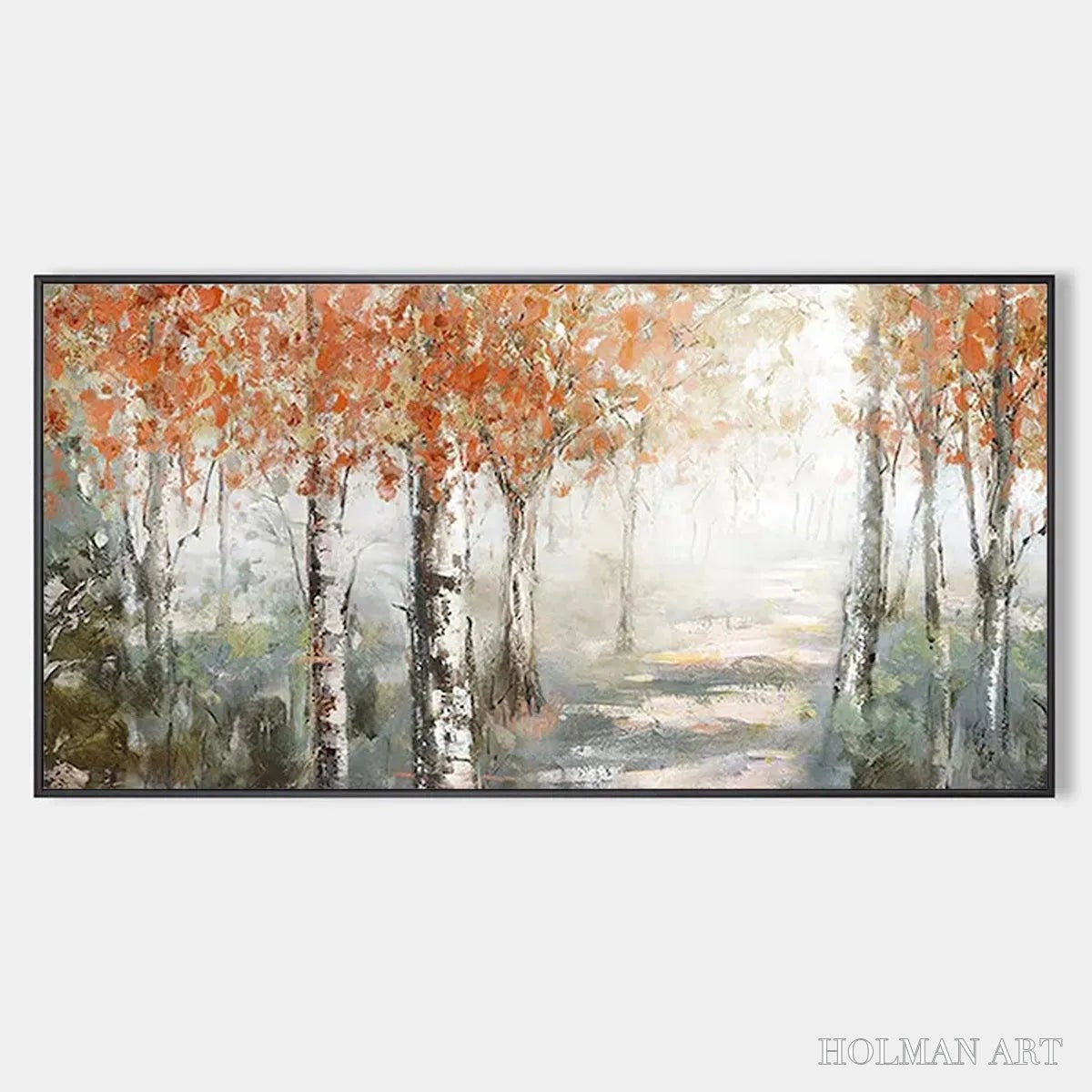 HOLMAN ART Autumn Whispers – Atmospheric Forest Landscape Painting, Horizontal - image 1