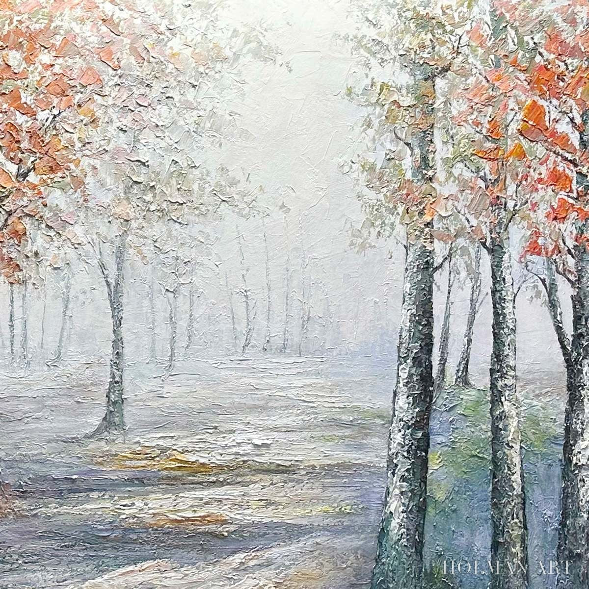 HOLMAN ART Autumn Whispers – Atmospheric Forest Landscape Painting, Horizontal - image 6