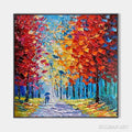 HOLMAN ART Autumn Walk – Textured Impasto Painting of a Couple Walking in an Autumn Forest - image 1