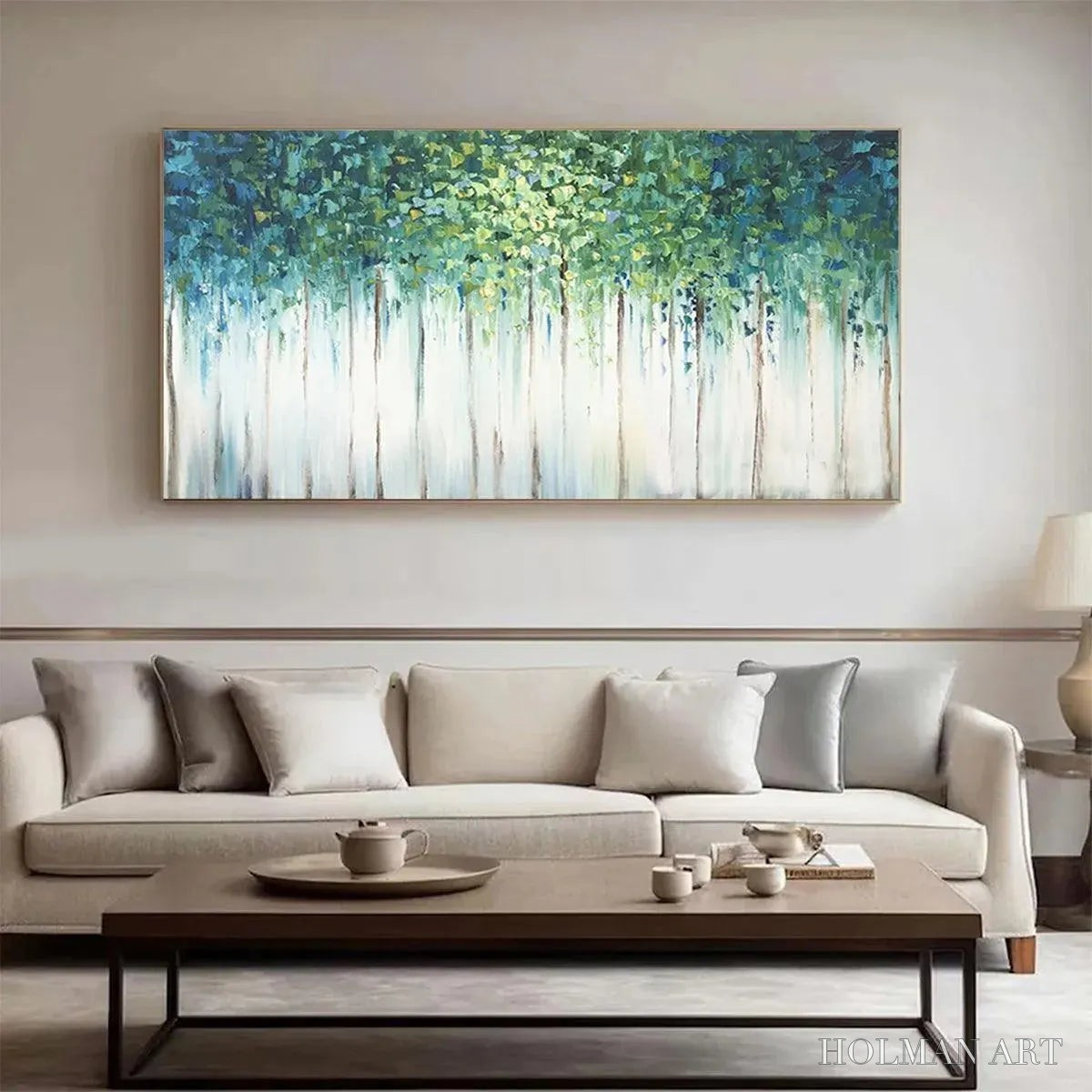 HOLMAN ART Emerald Forest – Abstract Forest Painting in Green and Blue - image 2