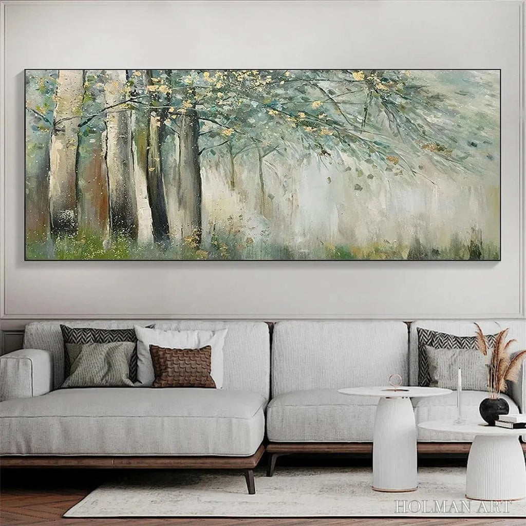 HOLMAN ART Whispering Woods – Serene Green and Gold Forest Landscape Painting - image 2