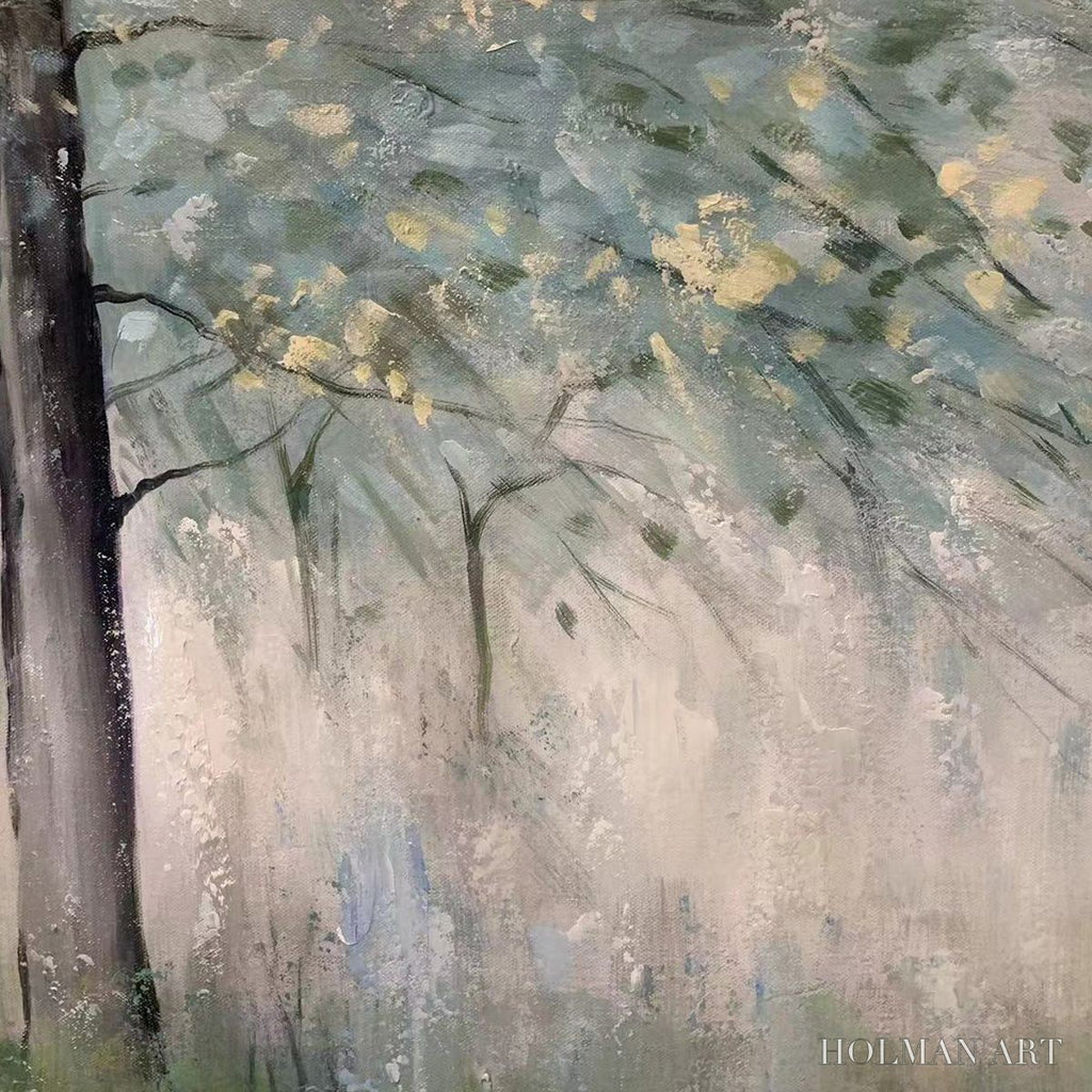 HOLMAN ART Whispering Woods – Serene Green and Gold Forest Landscape Painting - image 3