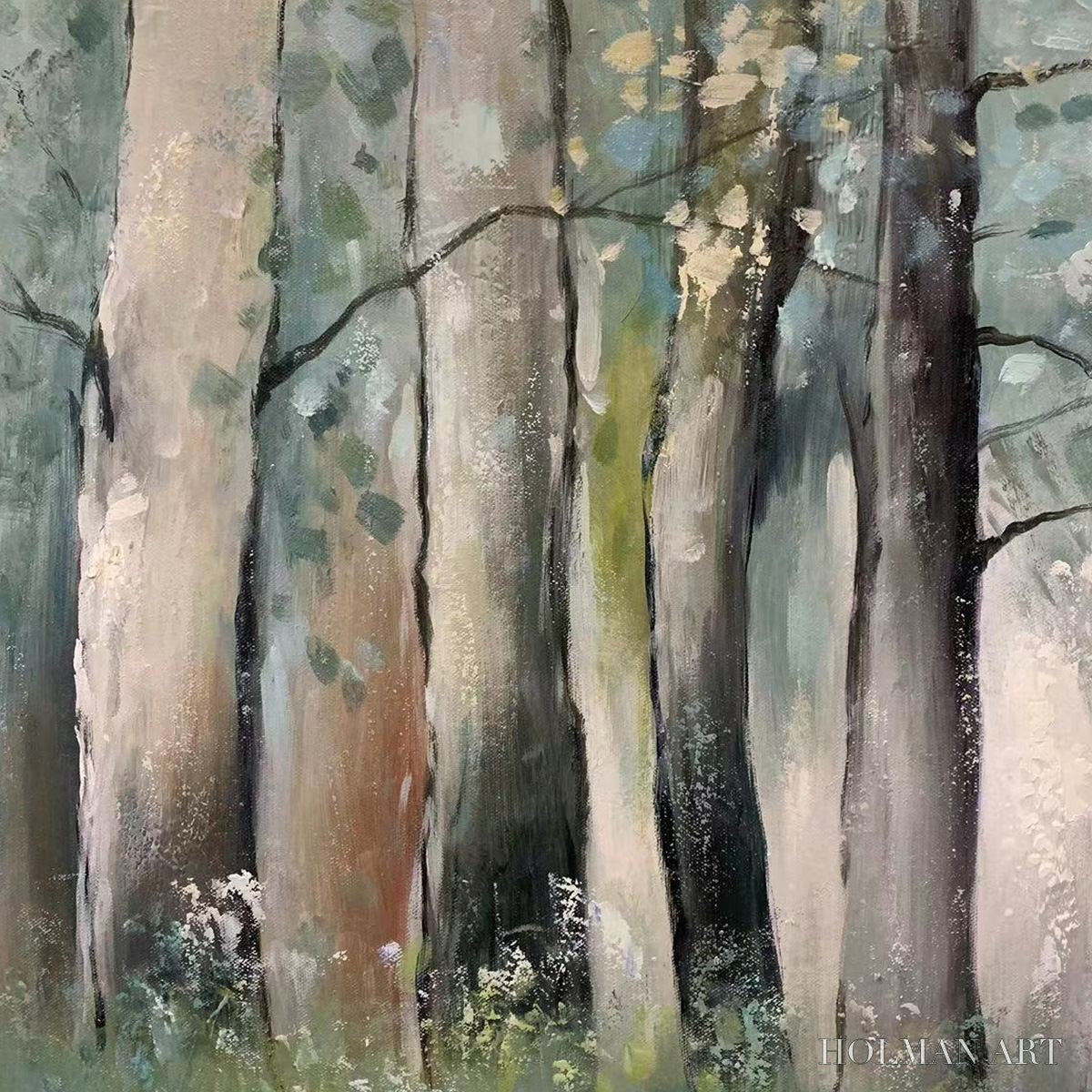 HOLMAN ART Whispering Woods – Serene Green and Gold Forest Landscape Painting - image 5