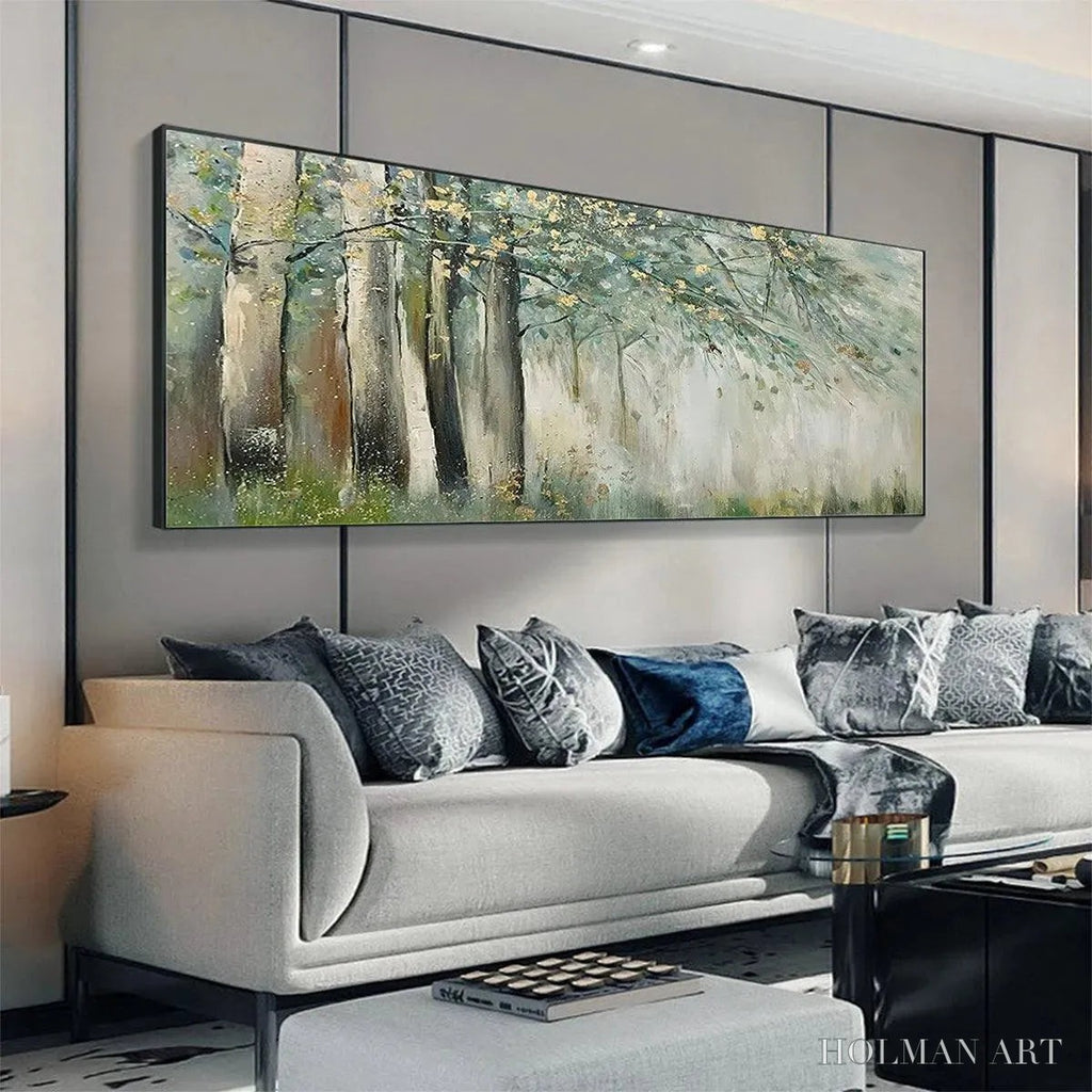 HOLMAN ART Whispering Woods – Serene Green and Gold Forest Landscape Painting - image 6