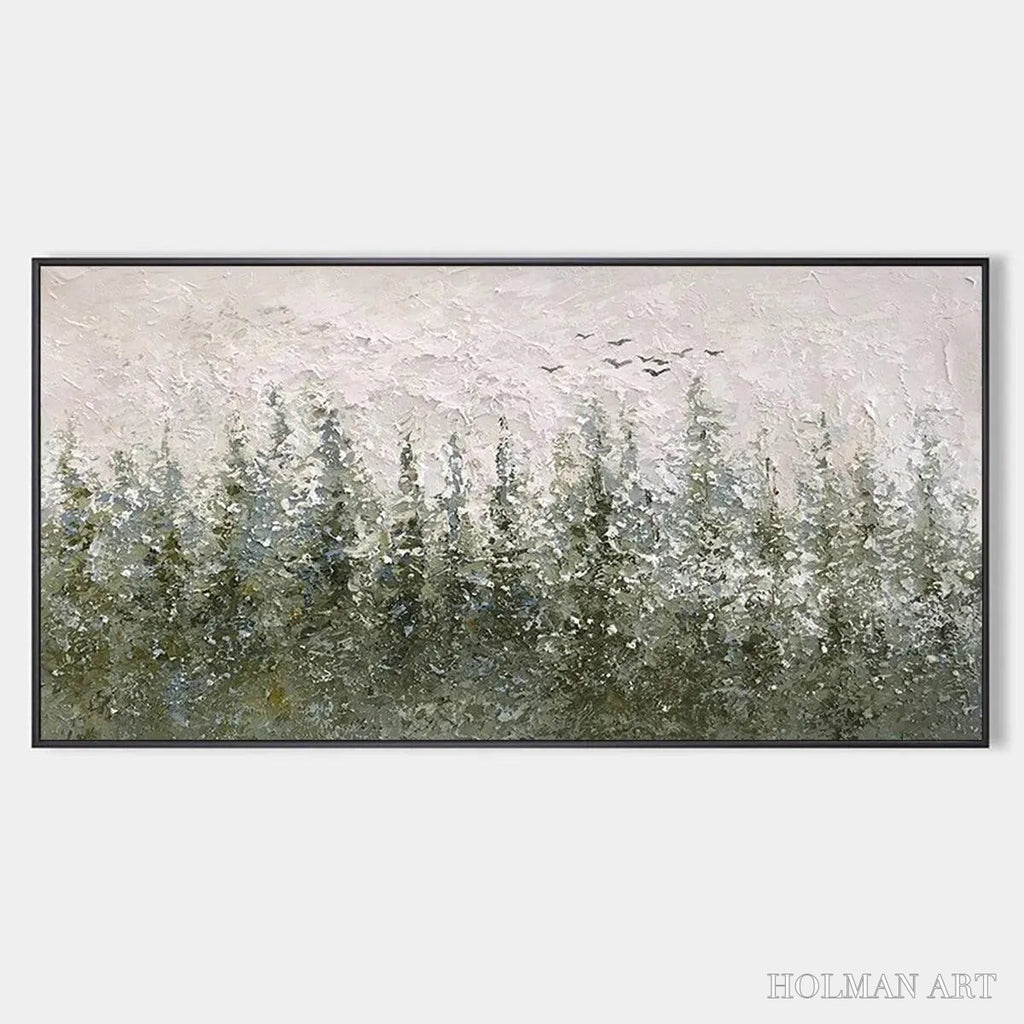 HOLMAN ART Misty Forest – Textured Atmospheric Forest Landscape Painting - image 1
