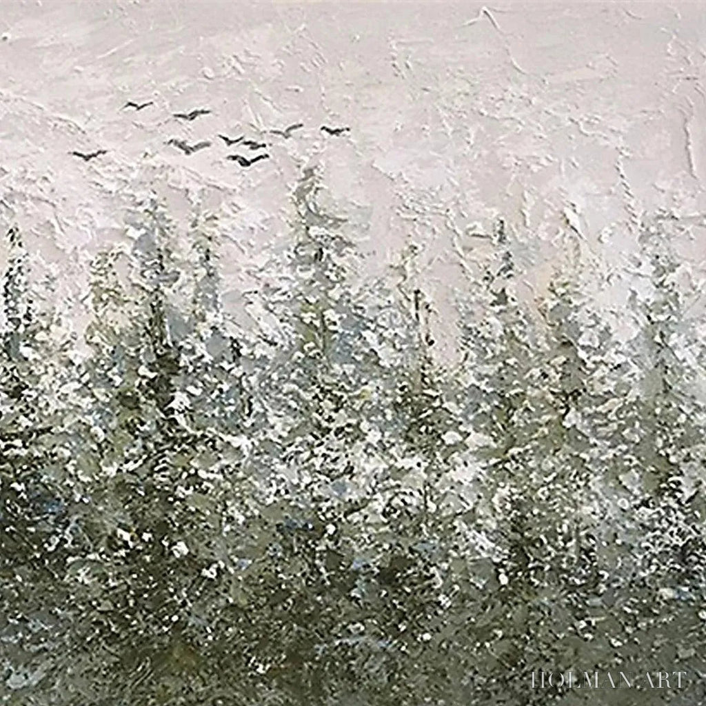 HOLMAN ART Misty Forest – Textured Atmospheric Forest Landscape Painting - image 3