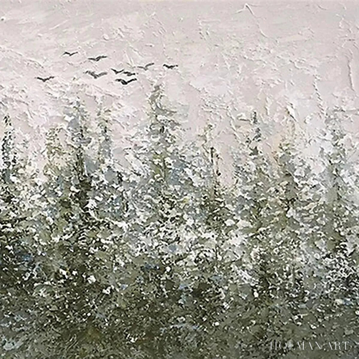HOLMAN ART Misty Forest – Textured Atmospheric Forest Landscape Painting - image 3