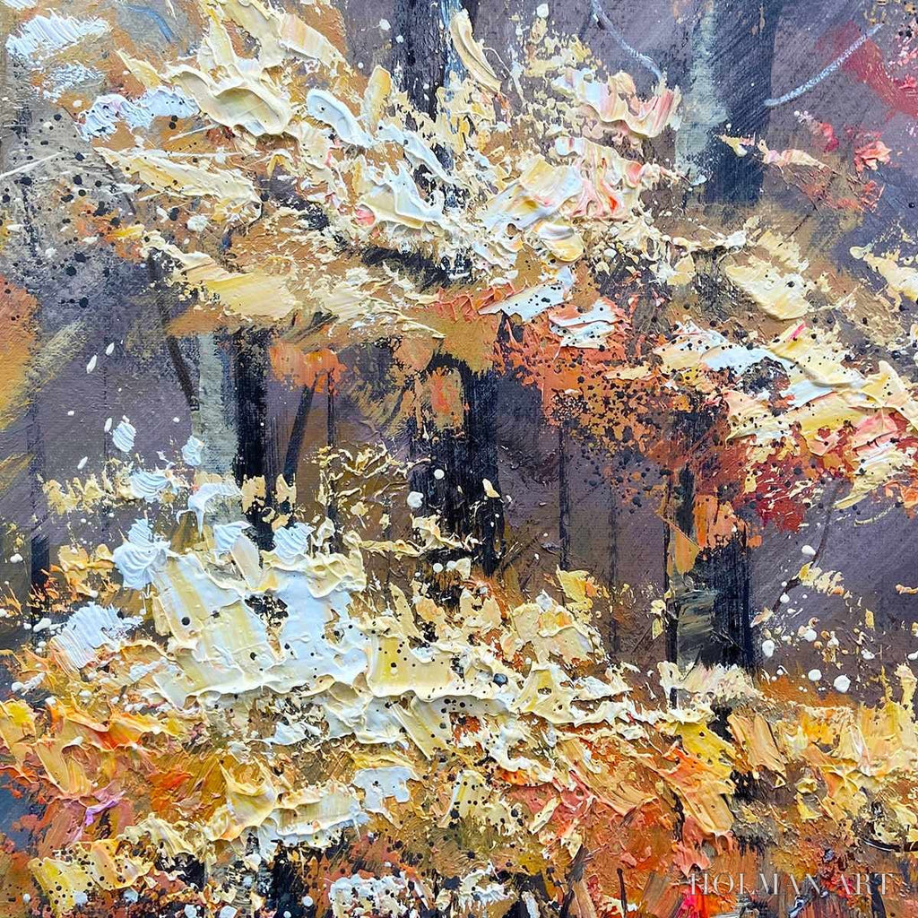 HOLMAN ART Autumn Trail – Textured Autumn Forest Landscape Painting - image 3