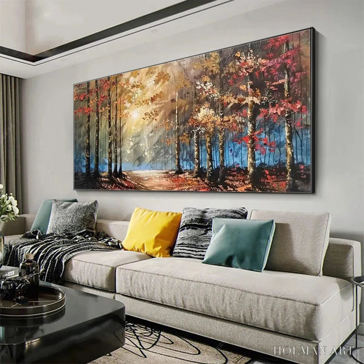 HOLMAN ART Autumn Trail – Textured Autumn Forest Landscape Painting - image 4