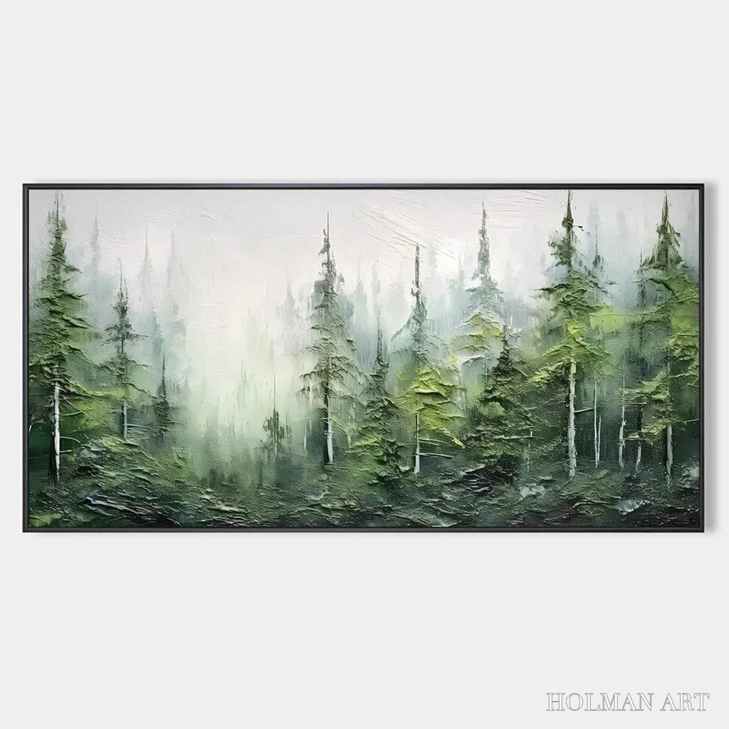 HOLMAN ART Emerald Forest – Textured Atmospheric Forest Landscape Painting - image 1