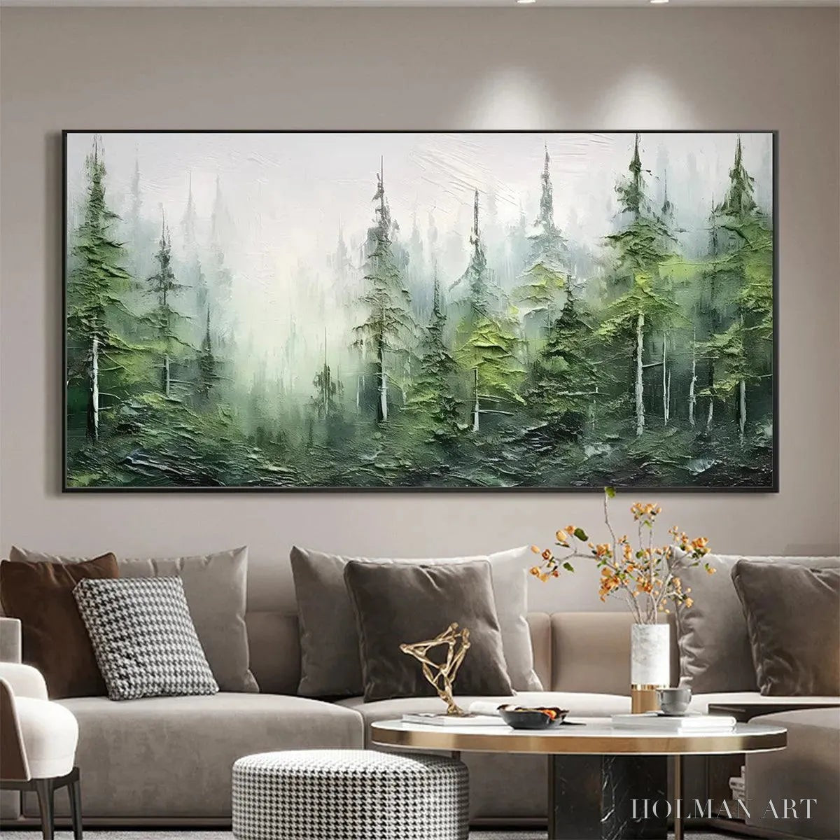 HOLMAN ART Emerald Forest – Textured Atmospheric Forest Landscape Painting - image 2