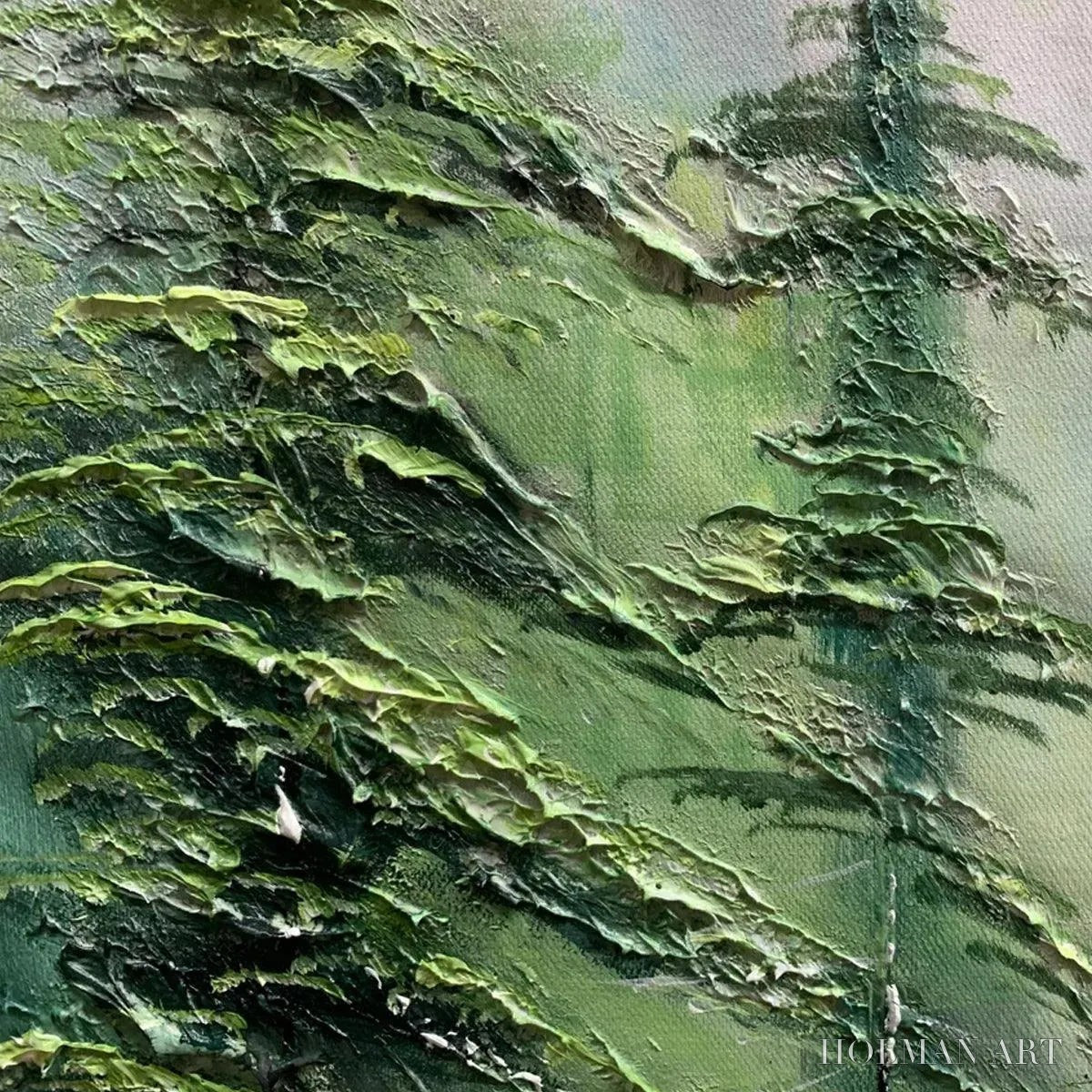 HOLMAN ART Emerald Forest – Textured Atmospheric Forest Landscape Painting - image 3