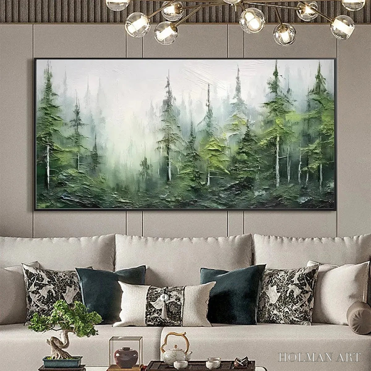 HOLMAN ART Emerald Forest – Textured Atmospheric Forest Landscape Painting - image 5