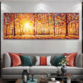 HOLMAN ART Autumn Sunrise – Panoramic Forest Landscape Painting in Orange and Yellow - image 2