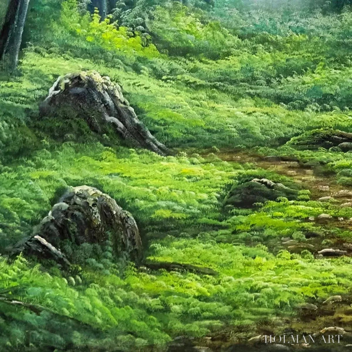 HOLMAN ART Forest Path – Panoramic Green Forest Landscape Painting - image 3