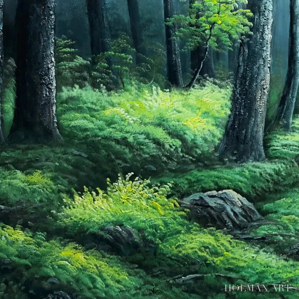 HOLMAN ART Forest Path – Panoramic Green Forest Landscape Painting - image 5