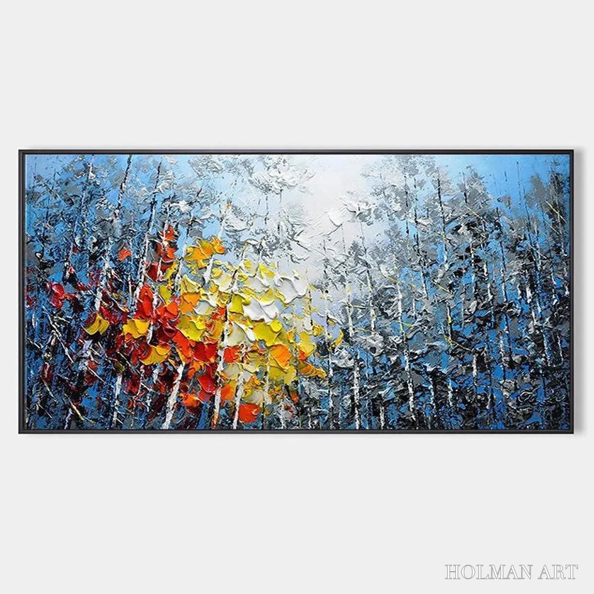 HOLMAN ART Autumn Aspen – Textured Colorful Forest Landscape Impasto Painting - image 1
