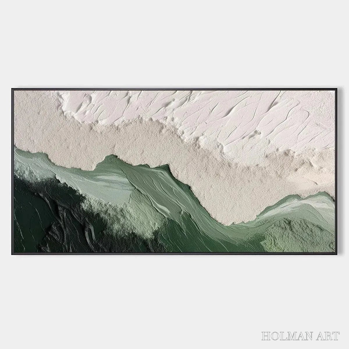 HOLMAN ART Sage River – Green and White Abstract Landscape Impasto Painting - image 1
