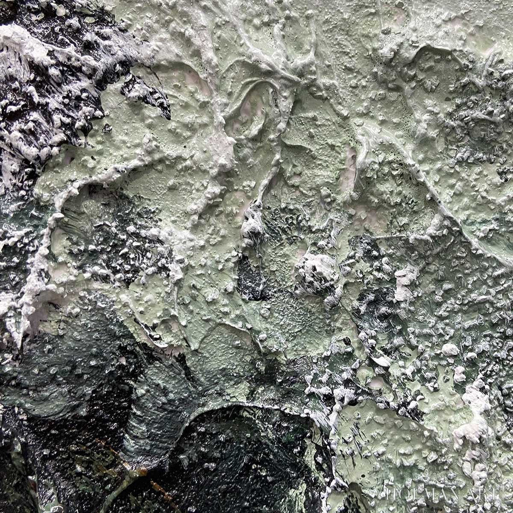 HOLMAN ART Sage River – Green and White Abstract Landscape Impasto Painting - image 6