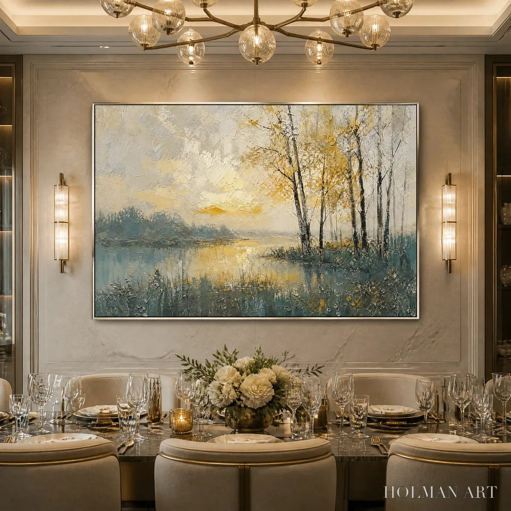 HOLMAN ART Golden Birch Lake – Golden Lake Birch Landscape - image 2