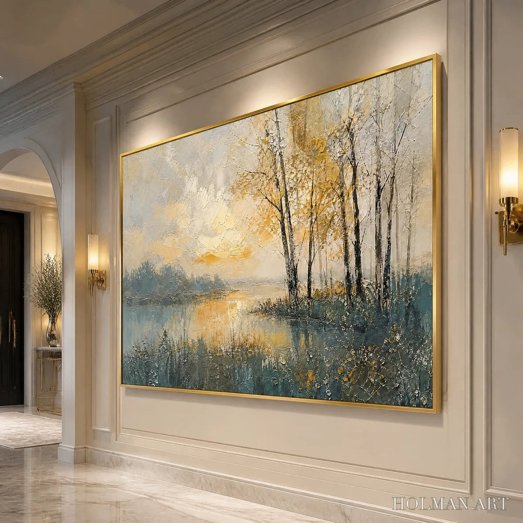 HOLMAN ART Golden Birch Lake – Golden Lake Birch Landscape - image 4
