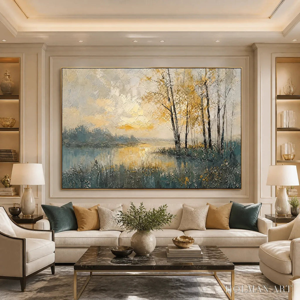 HOLMAN ART Golden Birch Lake – Golden Lake Birch Landscape - image 5