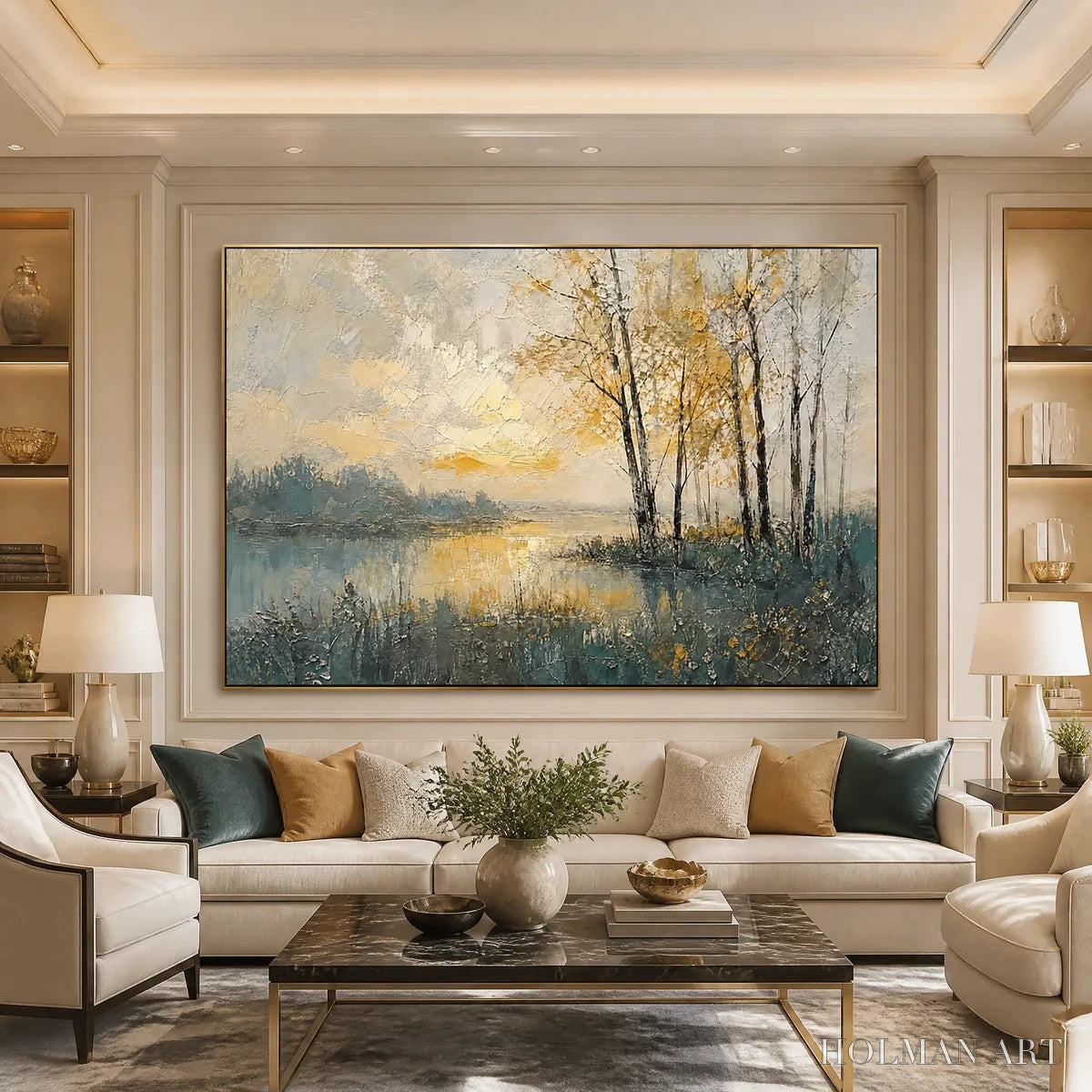 HOLMAN ART Golden Birch Lake – Golden Lake Birch Landscape - image 5