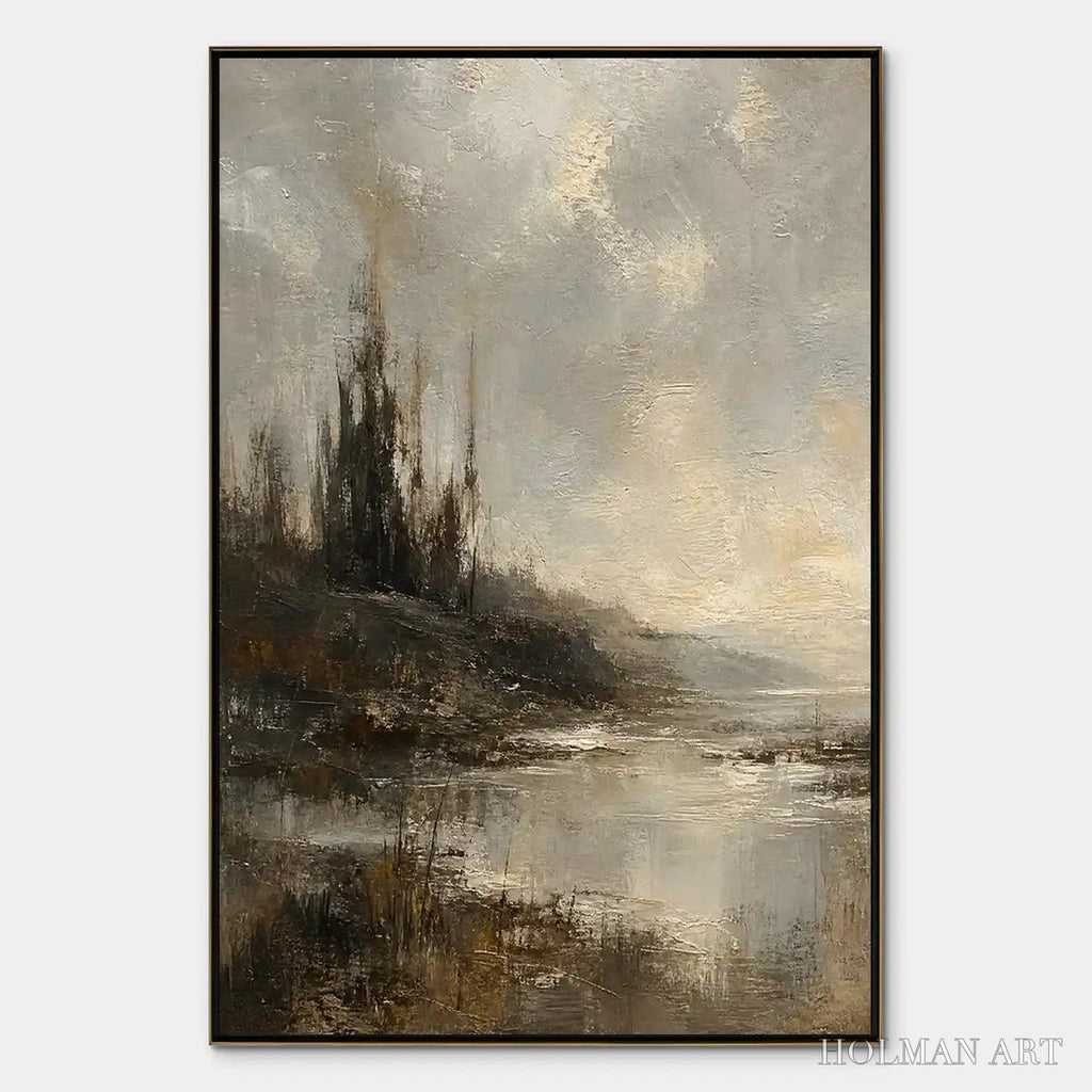 HOLMAN ART Tarnished Lake – Moody Lake Landscape Painting - image 1
