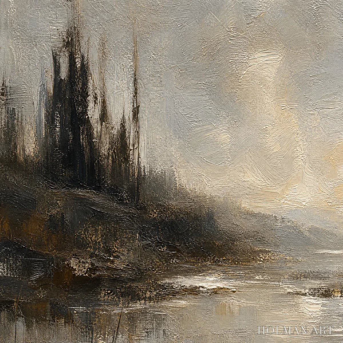 HOLMAN ART Tarnished Lake – Moody Lake Landscape Painting - image 3