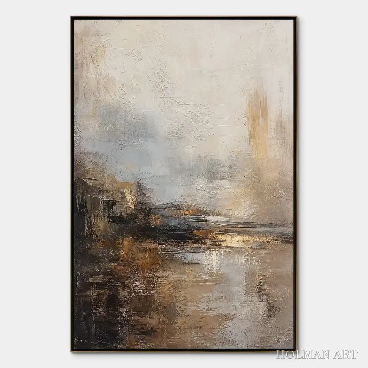HOLMAN ART Mist Over Lake – Misty Abstract Lake Painting - image 1