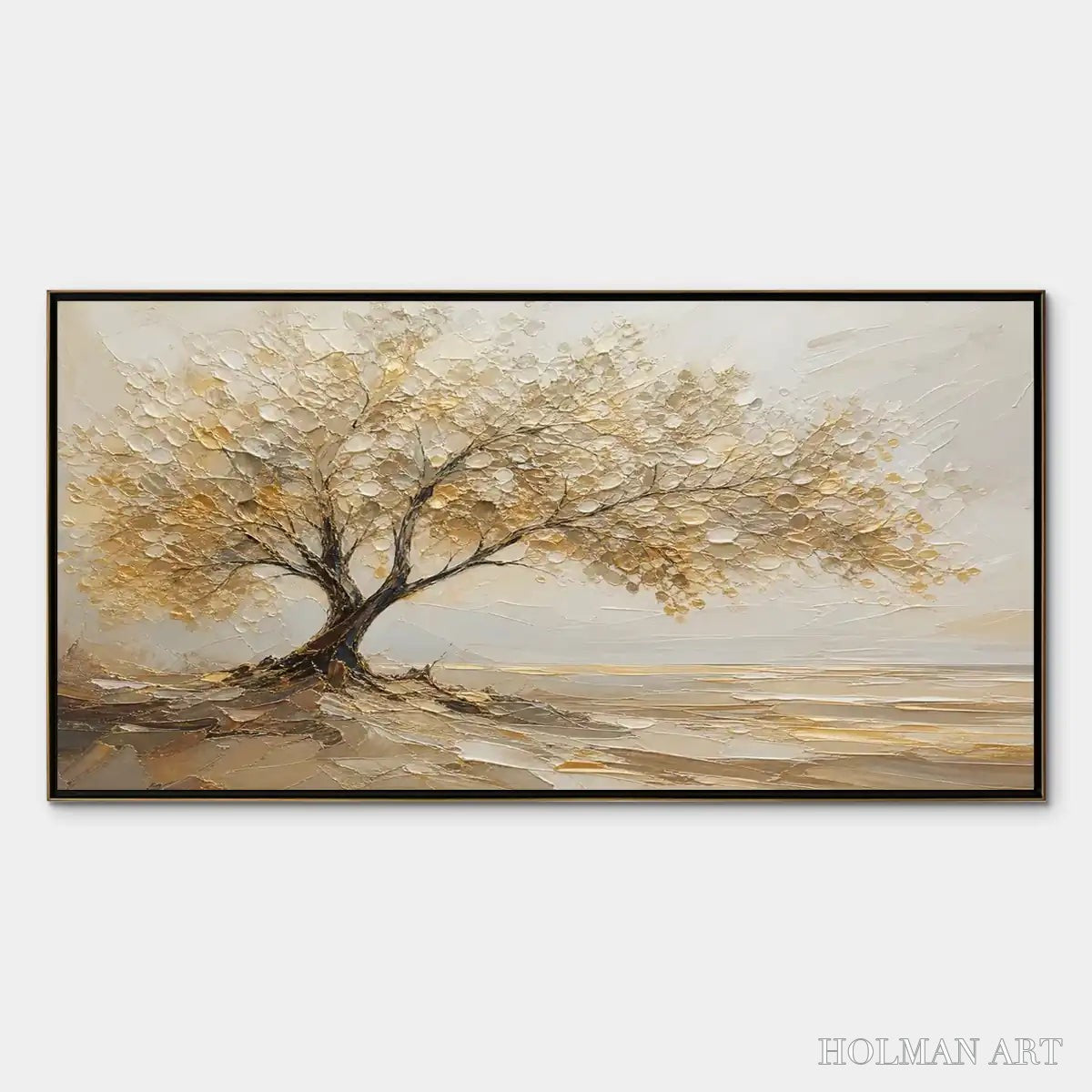 HOLMAN ART Solitary Sand Tree – Beige Lone Tree Landscape - image 1
