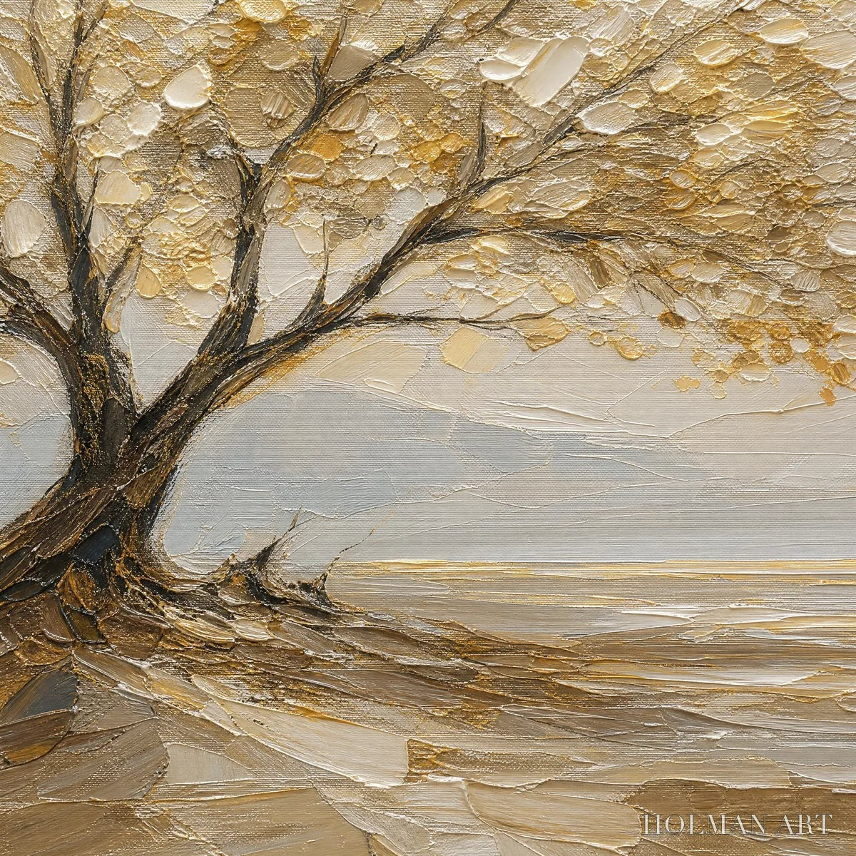 HOLMAN ART Solitary Sand Tree – Beige Lone Tree Landscape - image 3