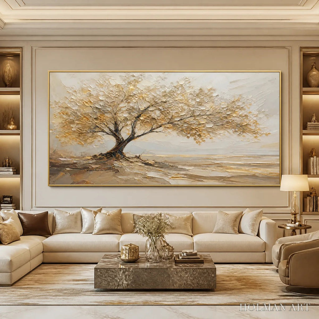 HOLMAN ART Solitary Sand Tree – Beige Lone Tree Landscape - image 5