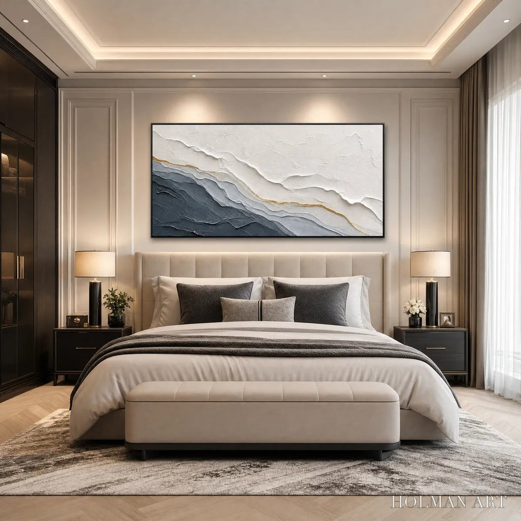 HOLMAN ART Aeon – Textured Grey and Gold Abstract Landscape Painting - image 5