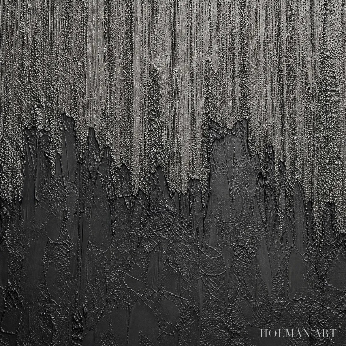 HOLMAN ART Ashen Cascade – Large Textured Black and Grey Abstract - image 3
