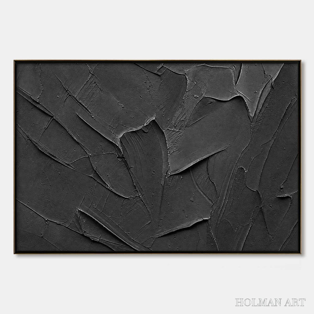HOLMAN ART Obsidian – Textured Minimalist Impasto Painting in Deep Black - image 1