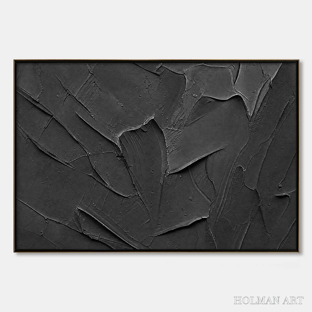 HOLMAN ART Obsidian – Textured Minimalist Impasto Painting in Deep Black - image 1