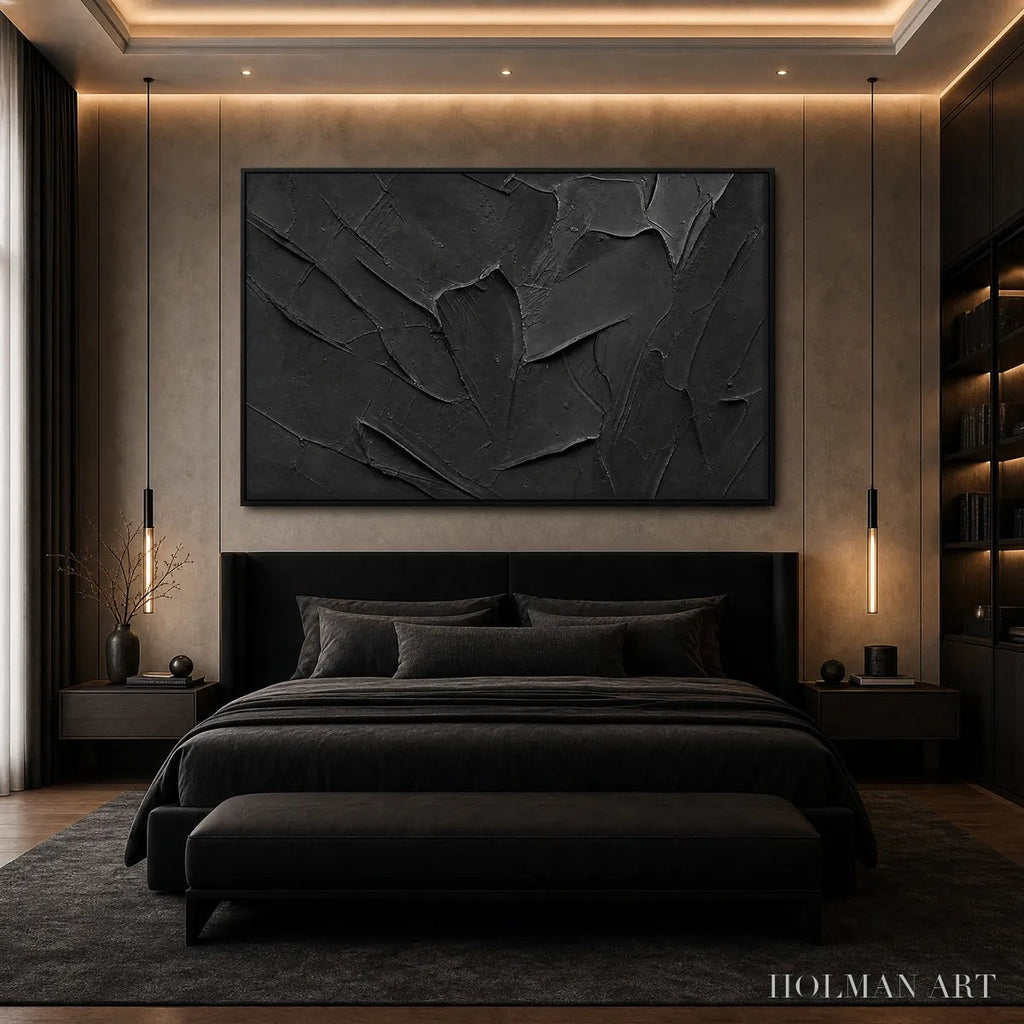 HOLMAN ART Obsidian – Textured Minimalist Impasto Painting in Deep Black - image 2