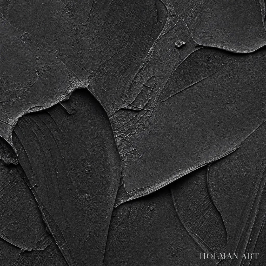 HOLMAN ART Obsidian – Textured Minimalist Impasto Painting in Deep Black - image 3