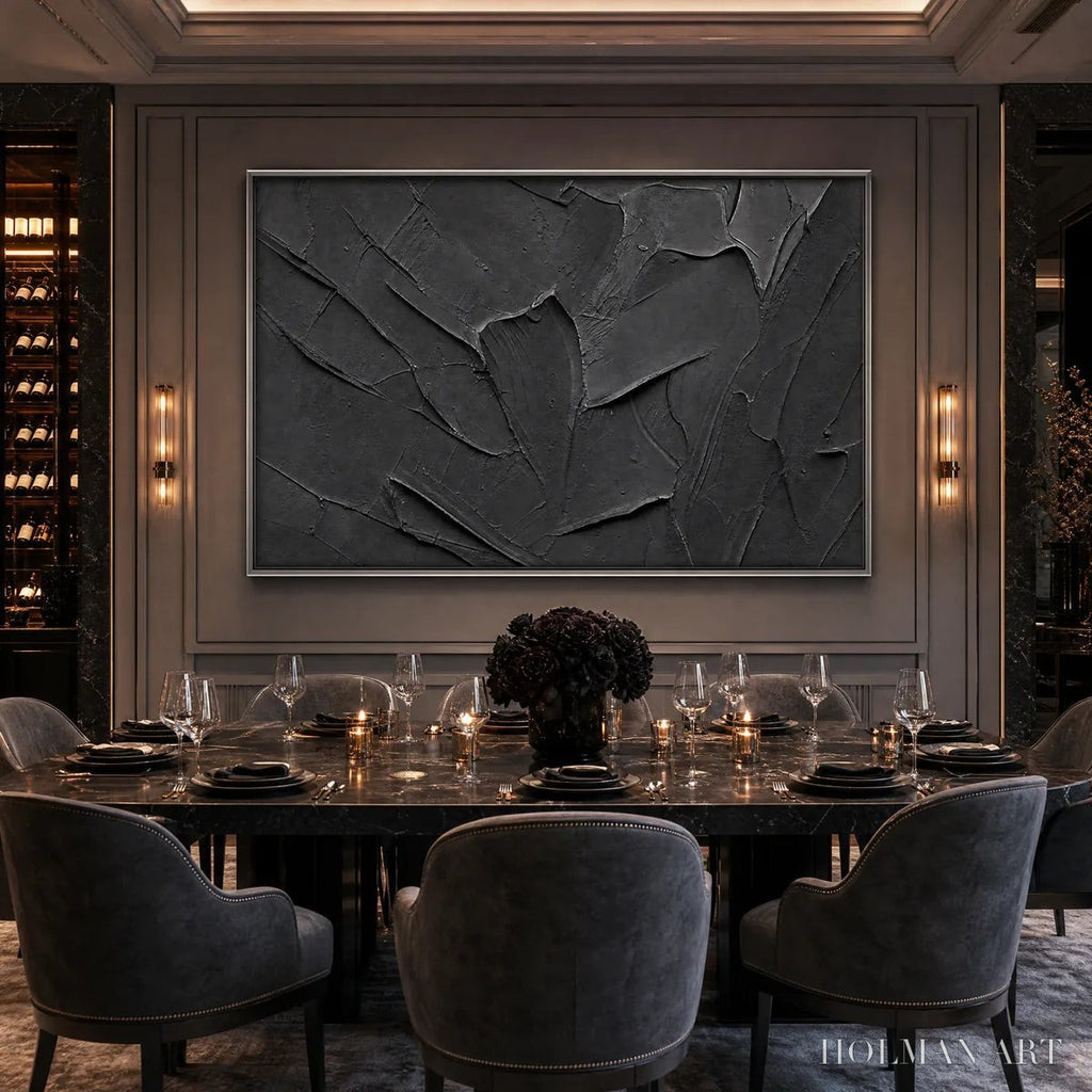 HOLMAN ART Obsidian – Textured Minimalist Impasto Painting in Deep Black - image 4