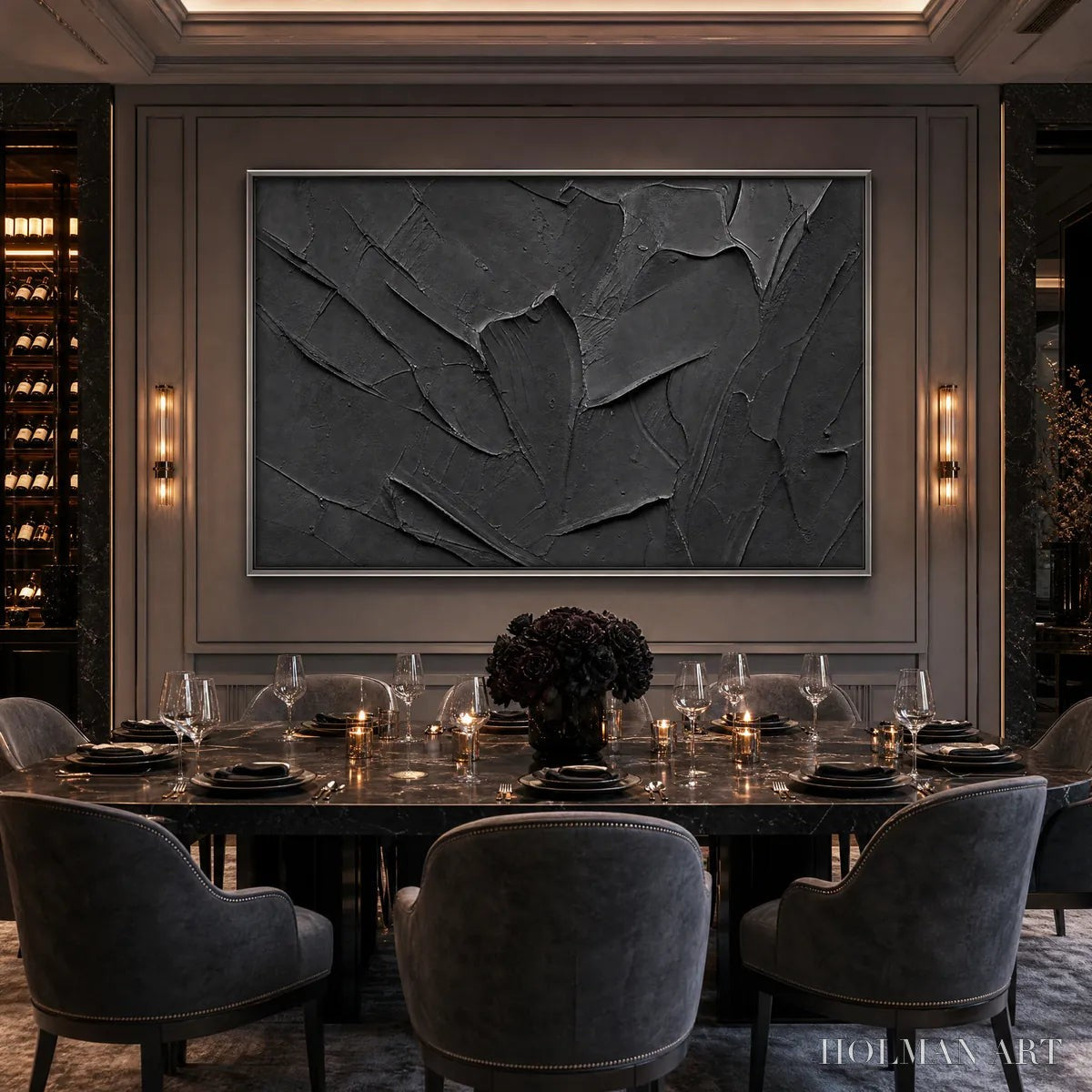 HOLMAN ART Obsidian – Textured Minimalist Impasto Painting in Deep Black - image 4