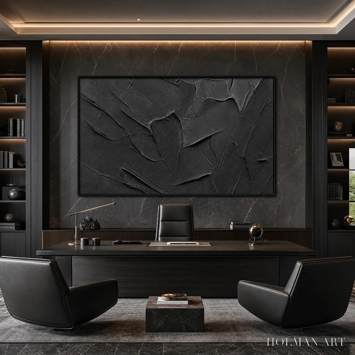 HOLMAN ART Obsidian – Textured Minimalist Impasto Painting in Deep Black - image 5